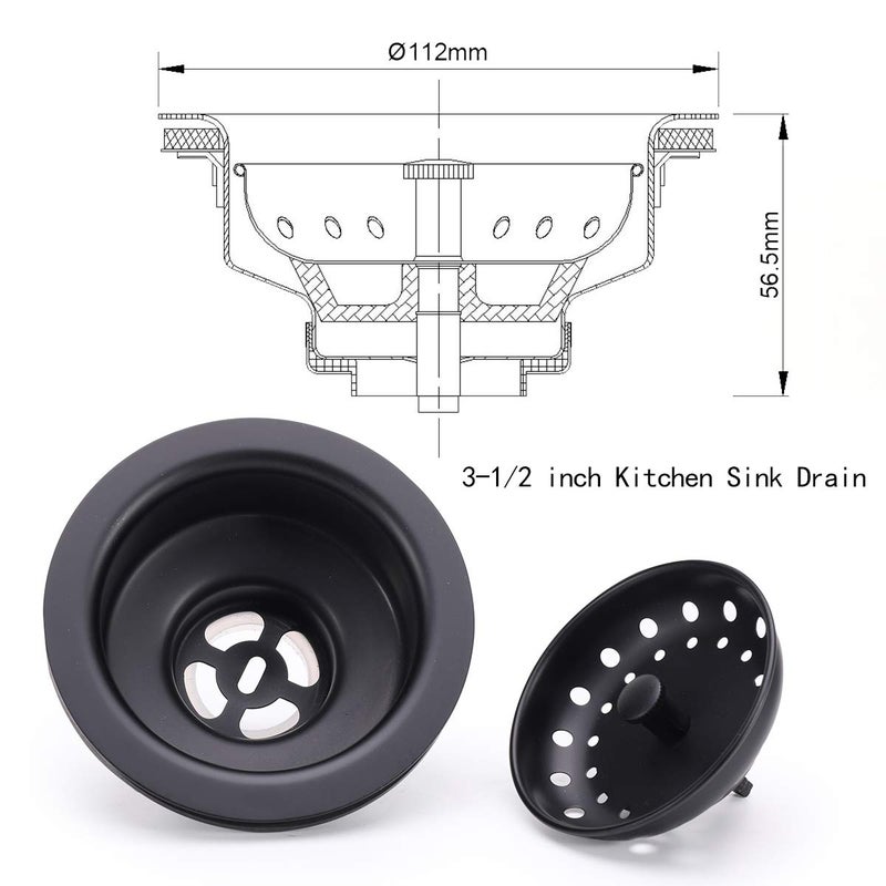 KONE 3-1/2 Inch Kitchen Sink Stainless Steel Basket Strainer Water Stopper with Drain Assembly, Black Finish Rustproof and Durable - Image 5